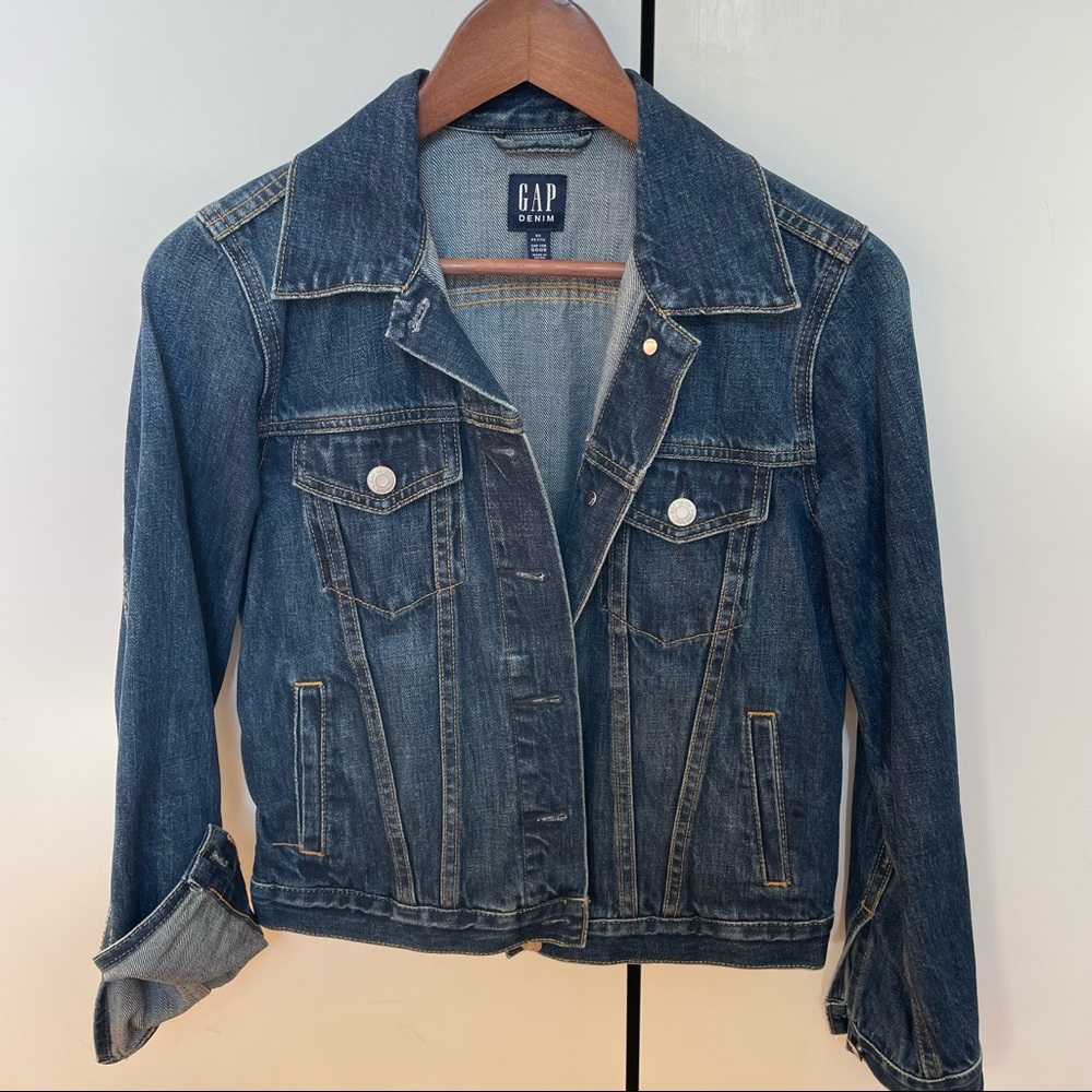 Gap Icon Denim Jacket Dark Wash XS Petite
